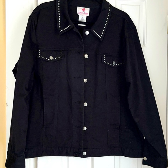 Jackets & Coats Quacker Factory Black Jean Jacket Embellished Poshmark